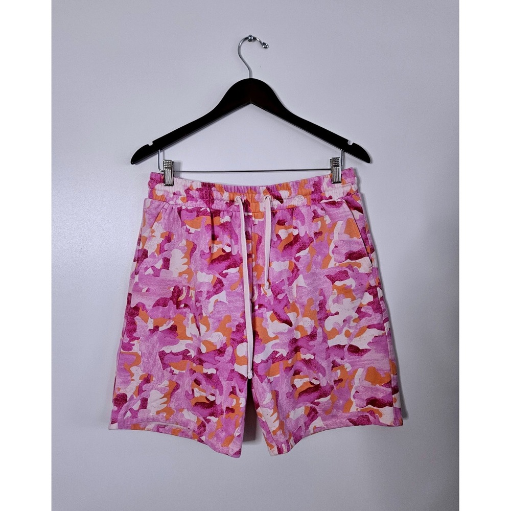 BP + WILDFANG Pink‎ Camo Fleece Shorts Medium M Lounge Sweatshorts Pockets Y2K